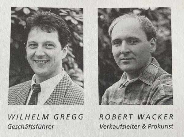 Wilhelm Gregg and Robert Wacker in the "Editorial" of the HYGRENO product catalogue 1996